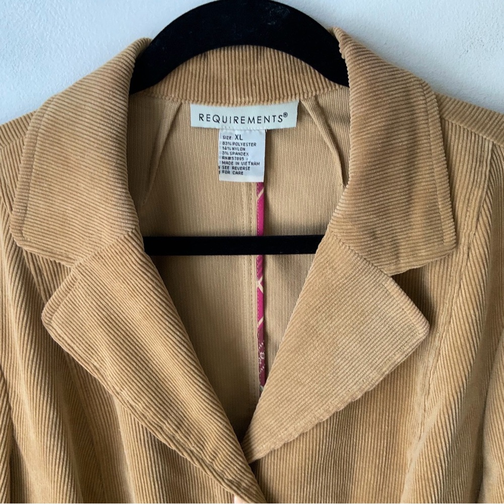 REQUIREMENTS Corduroy Blazer Camel Tan XL - Picture 4 of 9